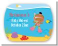 Under the Sea African American Baby Girl Snorkeling - Personalized Baby Shower Rounded Corner Stickers thumbnail