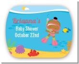 Under the Sea African American Baby Girl Snorkeling - Personalized Baby Shower Rounded Corner Stickers