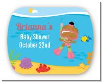 Under the Sea African American Baby Girl Snorkeling - Personalized Baby Shower Rounded Corner Stickers