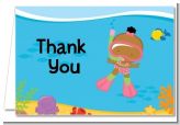 Under the Sea African American Baby Girl Snorkeling - Baby Shower Thank You Cards