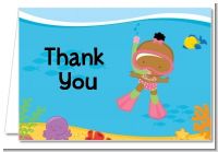 Under the Sea African American Baby Girl Snorkeling - Baby Shower Thank You Cards