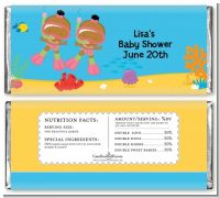 Under the Sea African American Baby Girl Twins Snorkeling - Personalized Baby Shower Candy Bar Wrappers