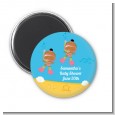 Under the Sea African American Baby Girl Twins Snorkeling - Personalized Baby Shower Magnet Favors thumbnail