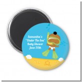 Under the Sea African American Baby Snorkeling - Personalized Baby Shower Magnet Favors