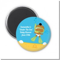 Under the Sea African American Baby Snorkeling - Personalized Baby Shower Magnet Favors