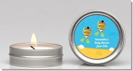 Under the Sea African American Baby Twins Snorkeling - Baby Shower Candle Favors