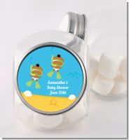 Under the Sea African American Baby Twins Snorkeling - Personalized Baby Shower Candy Jar