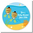 Under the Sea African American Baby Twins Snorkeling - Personalized Baby Shower Table Confetti thumbnail