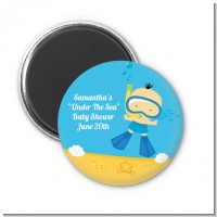 Under the Sea Asian Baby Boy Snorkeling - Personalized Baby Shower Magnet Favors
