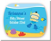 Under the Sea Asian Baby Boy Snorkeling - Personalized Baby Shower Rounded Corner Stickers