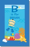 Under the Sea Asian Baby Boy Snorkeling - Personalized Baby Shower Nursery Wall Art