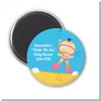 Under the Sea Asian Baby Girl Snorkeling - Personalized Baby Shower Magnet Favors