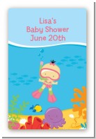 Under the Sea Asian Baby Girl Snorkeling - Custom Large Rectangle Baby Shower Sticker/Labels