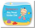 Under the Sea Asian Baby Girl Snorkeling - Personalized Baby Shower Rounded Corner Stickers thumbnail