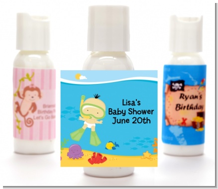 Under the Sea Asian Baby Snorkeling - Personalized Baby Shower Lotion Favors