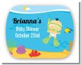 Under the Sea Asian Baby Snorkeling - Personalized Baby Shower Rounded Corner Stickers thumbnail