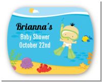 Under the Sea Asian Baby Snorkeling - Personalized Baby Shower Rounded Corner Stickers