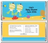 Under the Sea Asian Baby Twins Snorkeling - Personalized Baby Shower Candy Bar Wrappers