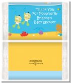 Under the Sea Asian Baby Twins Snorkeling - Personalized Popcorn Wrapper Baby Shower Favors