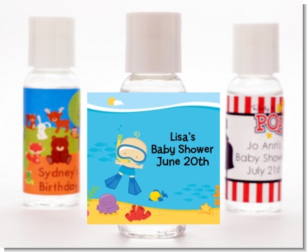 Under the Sea Baby Boy Snorkeling - Personalized Baby Shower Hand Sanitizers Favors