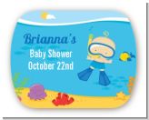 Under the Sea Baby Boy Snorkeling - Personalized Baby Shower Rounded Corner Stickers