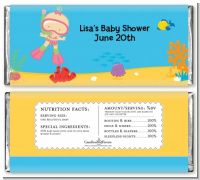 Under the Sea Baby Girl Snorkeling - Personalized Baby Shower Candy Bar Wrappers