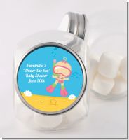 Under the Sea Baby Girl Snorkeling - Personalized Baby Shower Candy Jar