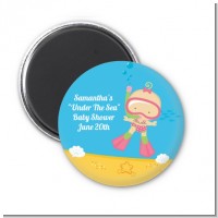 Under the Sea Baby Girl Snorkeling - Personalized Baby Shower Magnet Favors