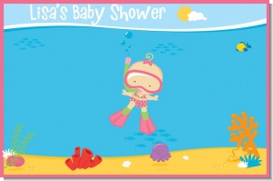 Under the Sea Baby Girl Snorkeling - Personalized Baby Shower Placemats