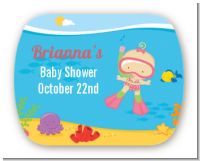 Under the Sea Baby Girl Snorkeling - Personalized Baby Shower Rounded Corner Stickers