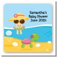 Beach Baby Girl - Square Personalized Baby Shower Sticker Labels thumbnail