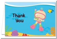 Under the Sea Baby Girl Snorkeling - Baby Shower Thank You Cards