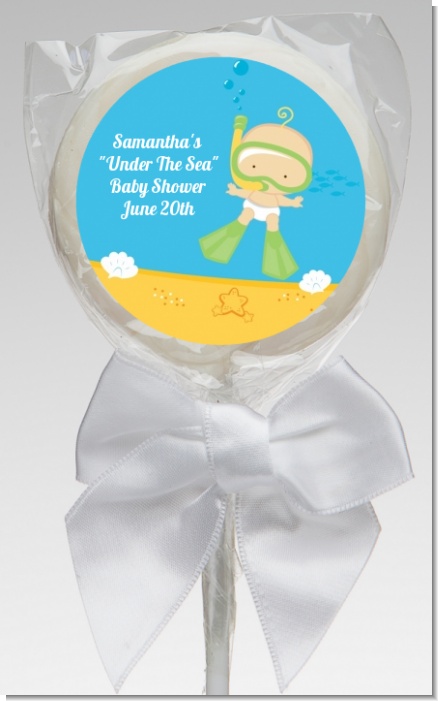Under the Sea Baby Snorkeling - Personalized Baby Shower Lollipop Favors