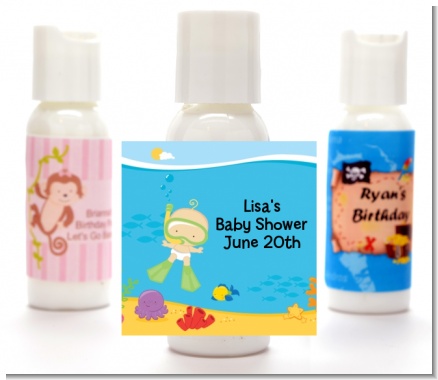 Under the Sea Baby Snorkeling - Personalized Baby Shower Lotion Favors