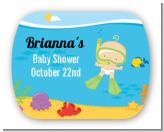 Under the Sea Baby Snorkeling - Personalized Baby Shower Rounded Corner Stickers