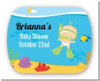 Under the Sea Baby Snorkeling - Personalized Baby Shower Rounded Corner Stickers