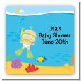 Under the Sea Baby Snorkeling - Square Personalized Baby Shower Sticker Labels thumbnail