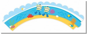 Under the Sea Asian Baby Boy Twins Snorkeling - Baby Shower Cupcake Wrappers