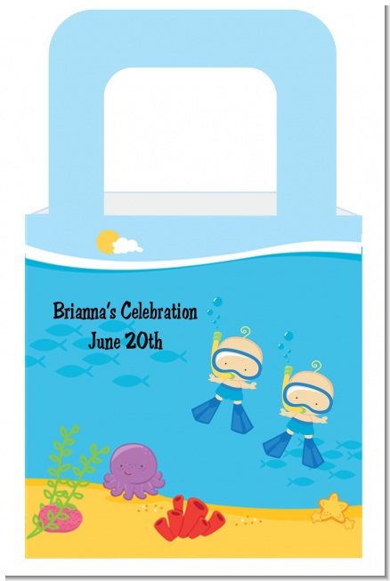 Under the Sea Baby Twin Boys Snorkeling - Personalized Baby Shower Favor Boxes