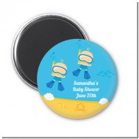 Under the Sea Baby Twin Boys Snorkeling - Personalized Baby Shower Magnet Favors