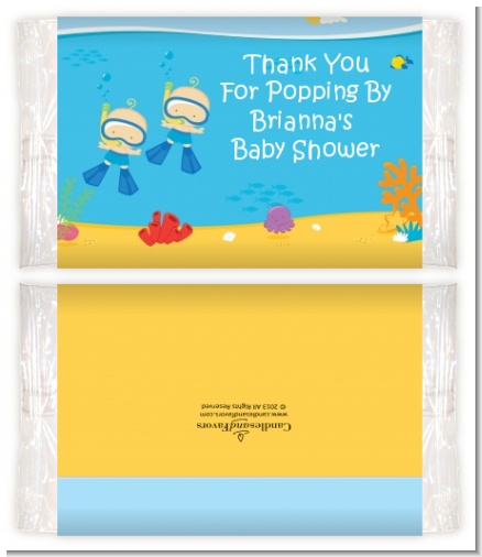 Under the Sea Baby Twin Boys Snorkeling - Personalized Popcorn Wrapper Baby Shower Favors