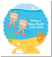 Under the Sea Baby Twin Girls Snorkeling - Personalized Baby Shower Centerpiece Stand