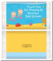 Under the Sea Baby Twin Girls Snorkeling - Personalized Popcorn Wrapper Baby Shower Favors