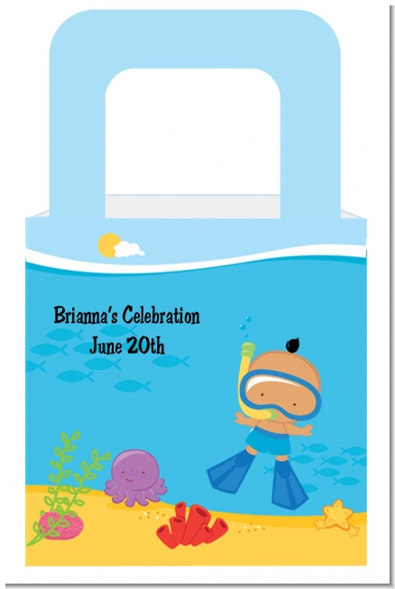 Under the Sea Hispanic Baby Boy Snorkeling - Personalized Baby Shower Favor Boxes