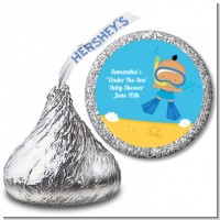 Under the Sea Hispanic Baby Boy Snorkeling - Hershey Kiss Baby Shower Sticker Labels