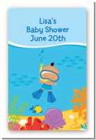 Under the Sea Hispanic Baby Boy Snorkeling - Custom Large Rectangle Baby Shower Sticker/Labels