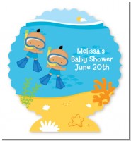 Under the Sea Hispanic Baby Boy Twins Snorkeling - Personalized Baby Shower Centerpiece Stand