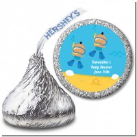 Under the Sea Hispanic Baby Boy Twins Snorkeling - Hershey Kiss Baby Shower Sticker Labels