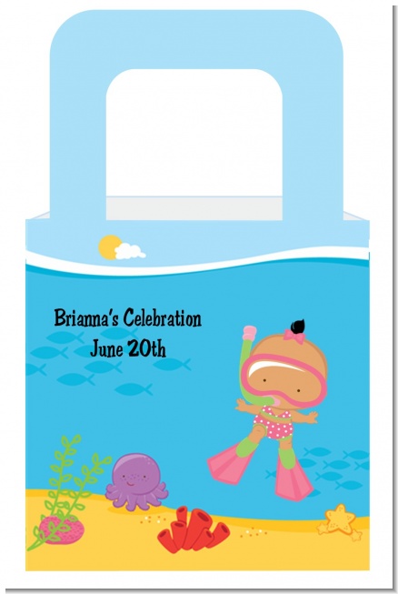 Under the Sea Hispanic Baby Girl Snorkeling - Personalized Baby Shower Favor Boxes