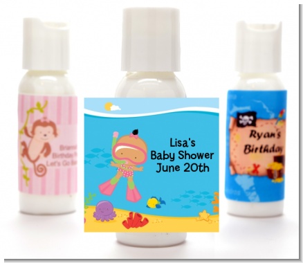 Under the Sea Hispanic Baby Girl Snorkeling - Personalized Baby Shower Lotion Favors